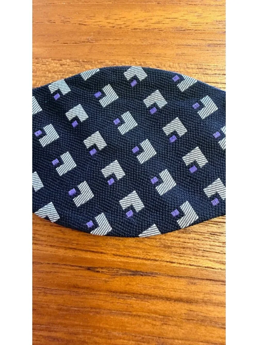 Polo Ralph Lauren Mens Silk Adjustable Bow Tie Geometric Pattern Black & Purple